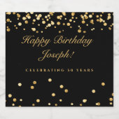 Noir et Or 50e anniversaire Étiquette de vin mouss (Étiquettes simples)