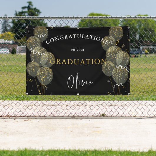 Noir et Or Bannière de fête personnalisée sur mesu (Insitu)