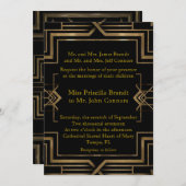 Noir et or de faire-part de mariage, grands-Gatsby (Devant / Derrière)