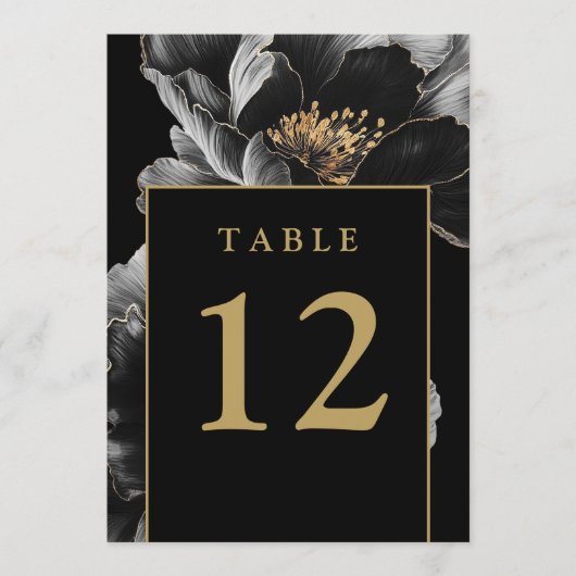 Noir Et Or Élégant Floral Chic Numéros De Table (Devant)