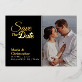 Noir et or Enregistrer la date Invitations (Recto)