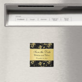 Noir et or Floral Mariage Favor Magnet (In Situ (Lave-vaisselle))
