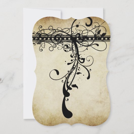 Noir et or Funky Elegant Fils Mariage Invitation (Dos)