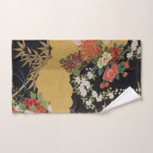 Noir et or Japonais Kimono Floral 3 pièces (Serviette à main)