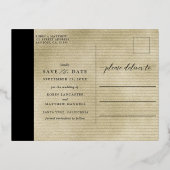 Noir et Or Mariage Foil Enregistrer la date Carte  (Verso)