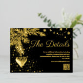 Noir et Or Mariage hiver Code QR Carte de détails (Debout devant)