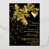 Noir et or Noël hiver Mariage Invitation (Recto)