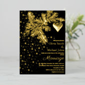 Noir et or Noël hiver Mariage Invitation (Debout devant)