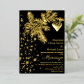 Noir et or Noël hiver Mariage Invitation (Debout devant)