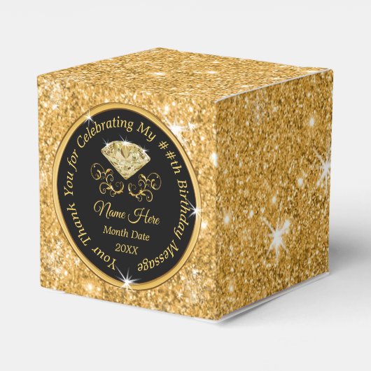 Noir et or Personnalisé Ballotins d'anniversaire (Arrière)