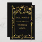 Noir et or Rustique Enregistrer la date Invitation (Devant / Derrière)