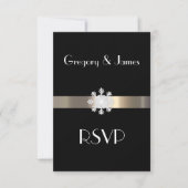 Noir et or Snowflake Wedding RSVP (Devant)