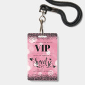 Noir et rose Glam Sweet 16 Badge (Face avec cordon)