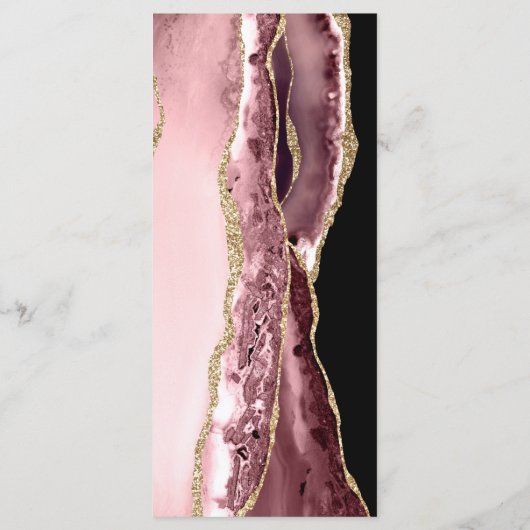 Noir et Rose Gold Calligraphie Mariage Menu (Dos)