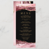 Noir et Rose Gold Calligraphie Mariage Menu (Devant / Derrière)