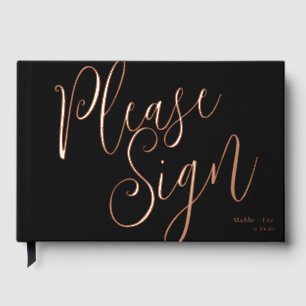 Noir et Rose Gold Modèle Livre d'invité Signature