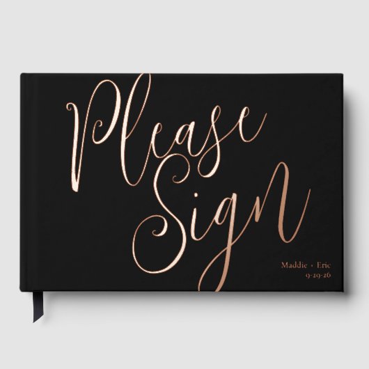 Noir et Rose Gold Modèle Livre d'invité Signature (Recto)