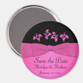 Noir et rose mariage Favor Magnet (Recto/Verso)