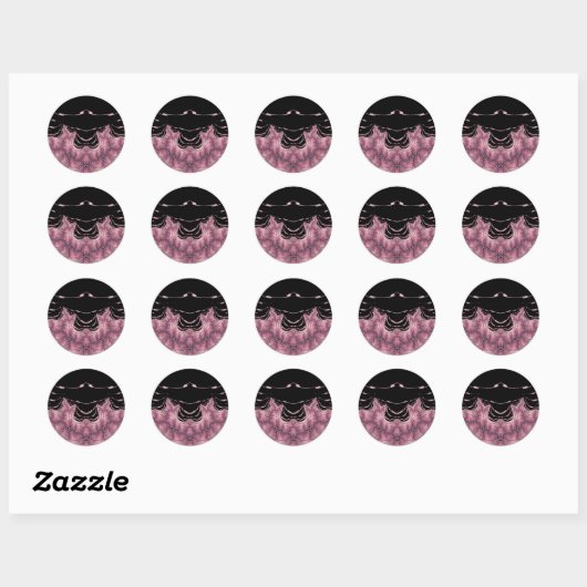 Noir et rose ~ Sticker rond classique (Feuille)