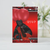 Noir et Rouge Haut talons fête d'anniversaire RSVP (Debout devant)