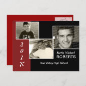 Noir et rouge style Scrapbook Grad Invitation (Devant / Derrière)