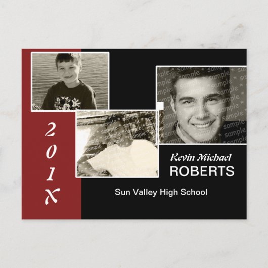 Noir et rouge style Scrapbook Grad Invitation (Devant)
