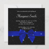 Noir et Royal Blue Glittery Sweet 16 Invitation (Dos)