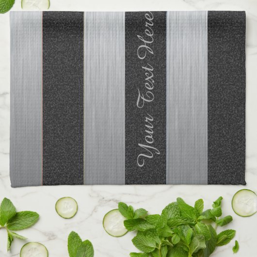 Noir et serviette faite sur commande rayée (Plié)