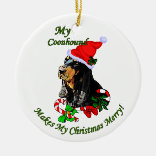 Noir et Tan Coonhound Cadeaux de Noël Ornement