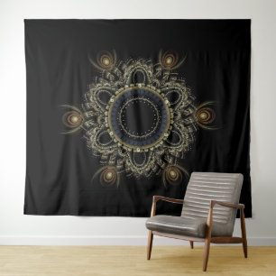 Noir et tapisserie abstraite de mandala de