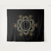 Noir et tapisserie abstraite de mandala de (Devant (Horizontal))