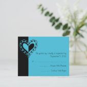 Noir et Turquoise Coeur Mariage RSVP (Debout devant)