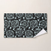 Noir et vert menthe floral et oiseaux (Serviette à main)