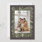 Noir et Vert moderne Noël Famille Carte photo (Devant)