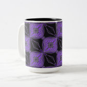 Noir et violet Abstrait Diamants Floraux Mug (Devant gauche)