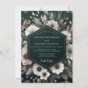 Noir Ethereal Bloom Bruiloft Kaart