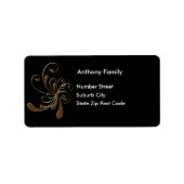 Noir étiquette avec or Floral Abstrait (Devant)