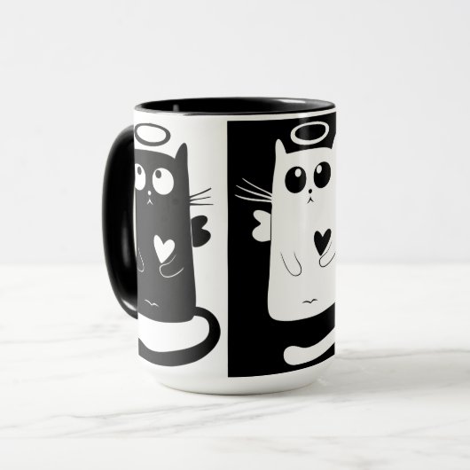 Noir fait sur commande tasse de Meow de sonnerie (Devant gauche)