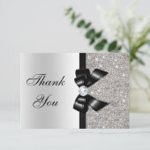 Noir faux bow argent diamants Merci (Debout devant)
