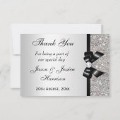 Noir faux bow argent diamants Merci (Dos)