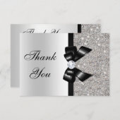 Noir faux bow argent diamants Merci (Devant / Derrière)