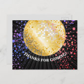 NOIR, FÊTE DISCO, DANSE, CARTE DE REMERCIEMENTS D' (Devant / Derrière)