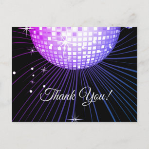 NOIR, FÊTE DISCO, DANSE, CARTE DE REMERCIEMENTS D'