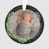 Noir "First Noel" Noël Vert Photo bébé (devant)