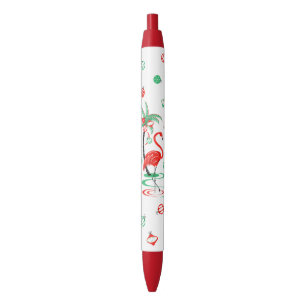 Noir Flamant rose de Noël rouge stylo Baubles