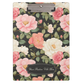 Noir Floral Elegance Pastel Blush Rozen Klembord