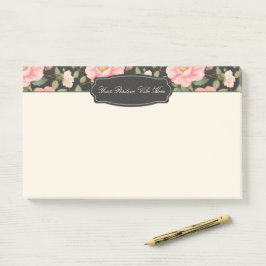 Noir Floral Elegance  Pastel Roze Rozen Post-it® Notes