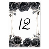 Noir Floral Gothique Mariage Numéro de table (Dos)