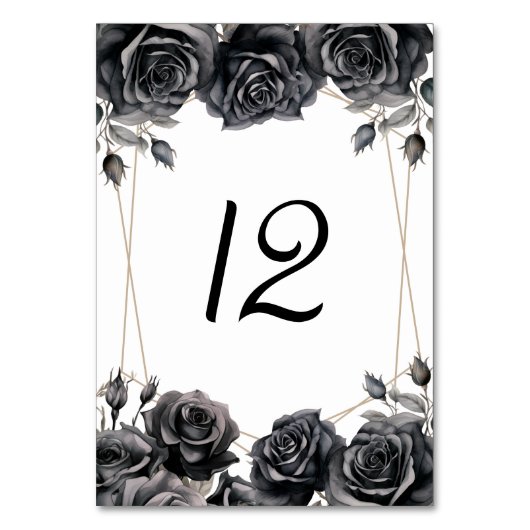 Noir Floral Gothique Mariage Numéro de table (Par défaut)