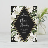 Noir floral mariage Lily Invitation classiques (Debout devant)
